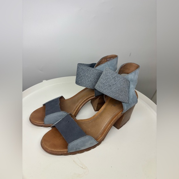 NWOB Sorel Nadia Block Heel Cinder Gray Blue 10.5 - Picture 2 of 5